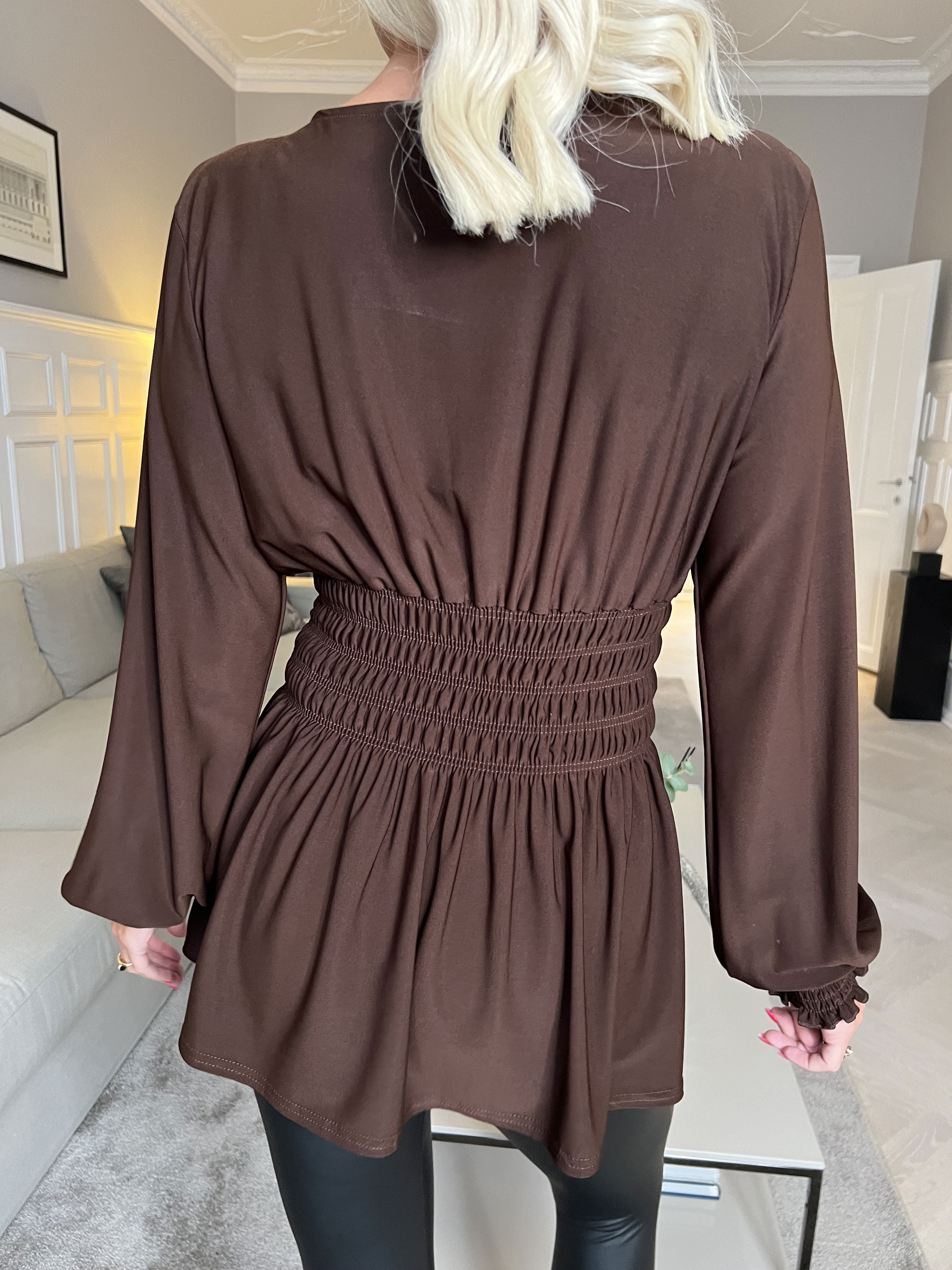 Pams Plain Shirt L/S - Blus i elastiskt tyg med långa ärmar
